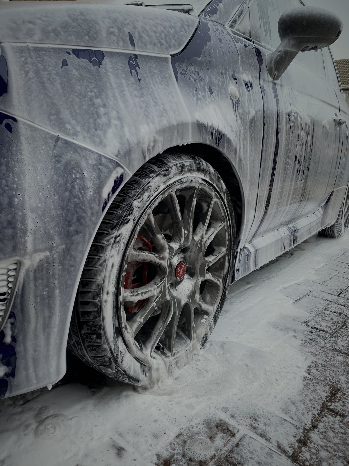 Snow foam pre-wash on an Abarth by ARDEN Detailing